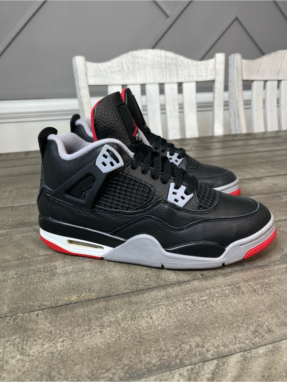 Jordan Air Jordan 4 'Bred Reimagined' Black Sneakers, Size 7Y